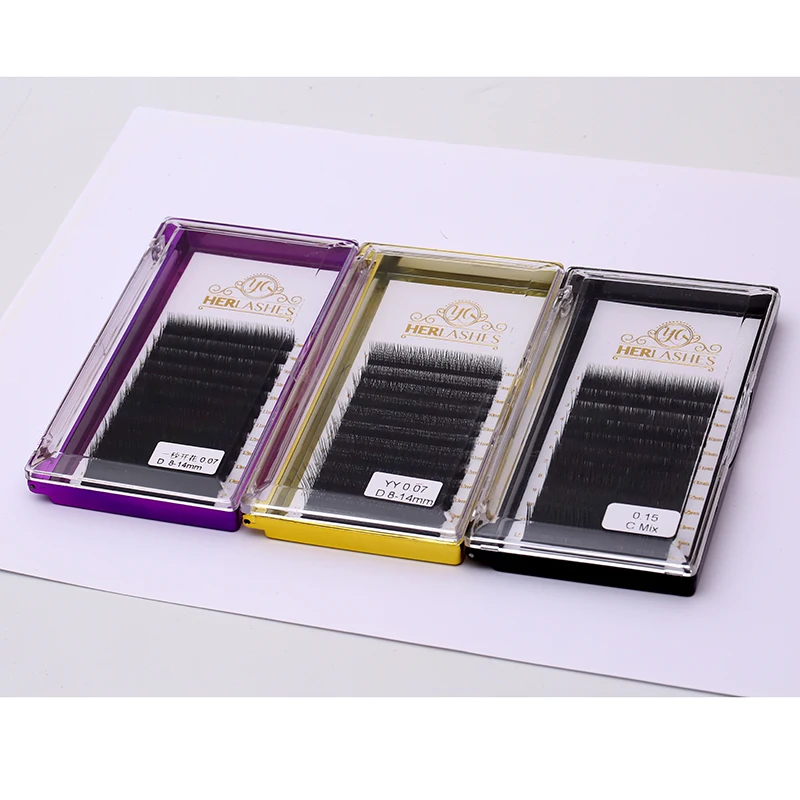 

2020 factory price eyelash extensions with private label bottom card, Natural black