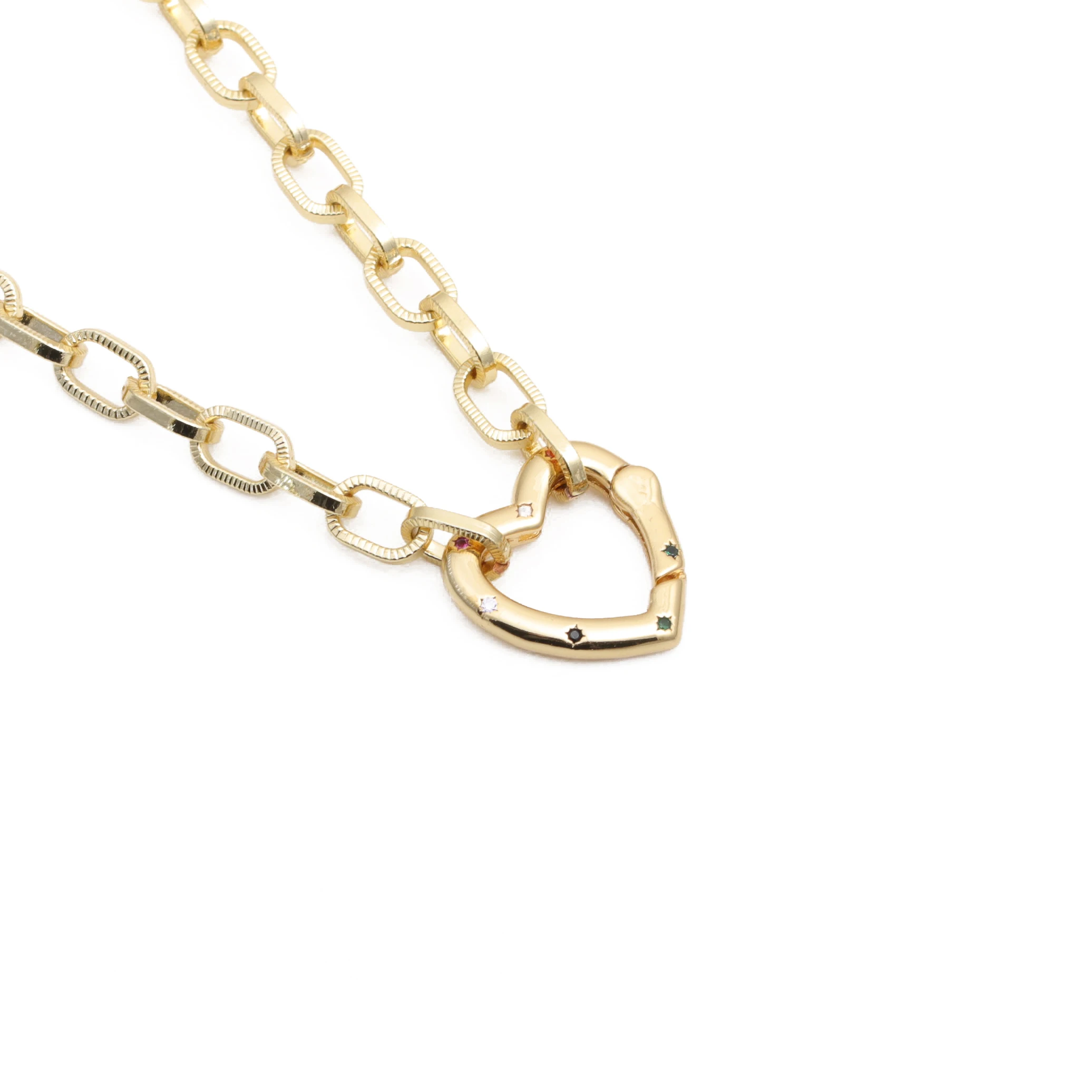 

Custom luxury Miami Cuban gold necklace CZ heart necklace Hip Hop Jewelry, Picture
