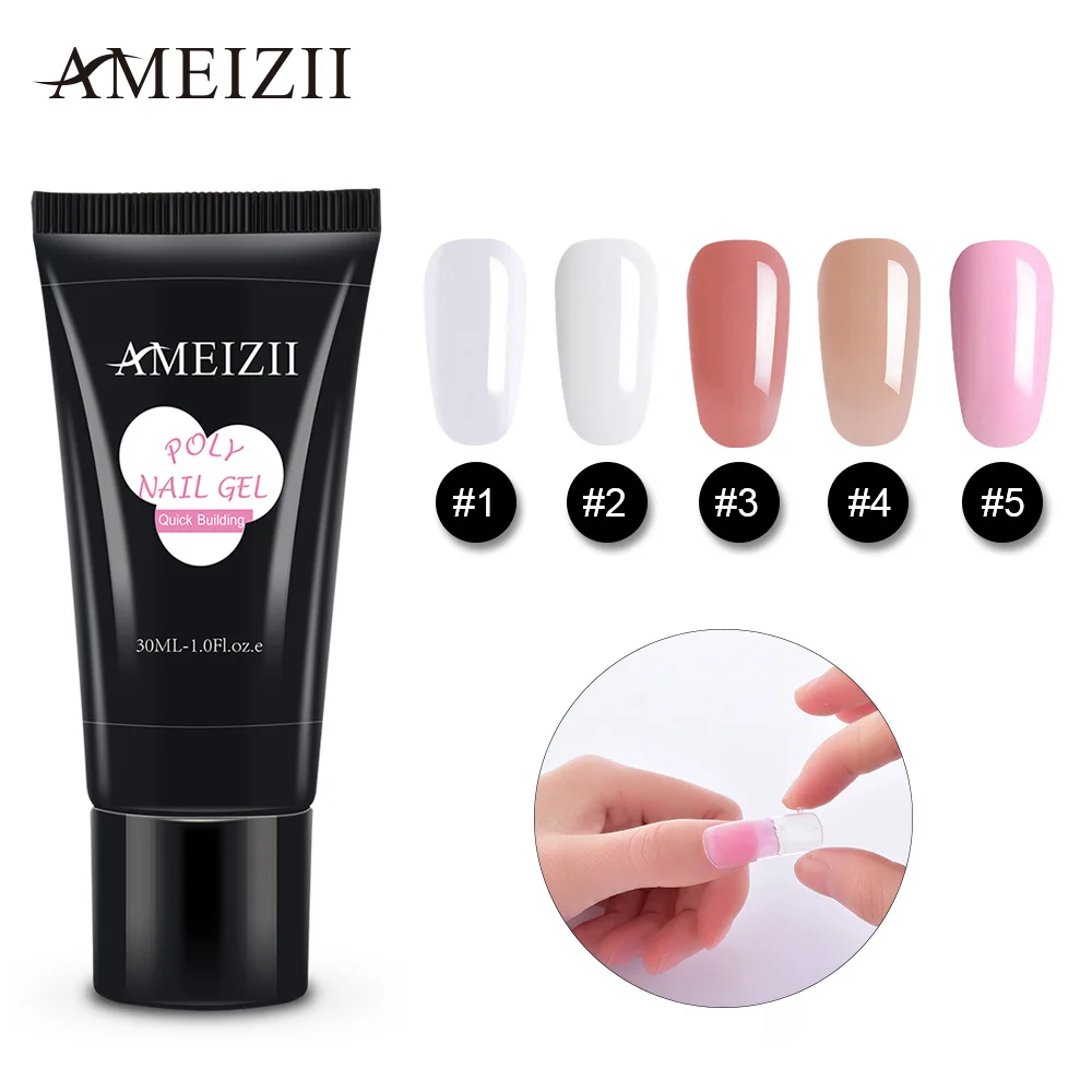 

AMEIZII OEM ODM Gel Quick Build Poligel Long Lasting UV Gel LED Nail Builder Organic Nail Extensions Gel