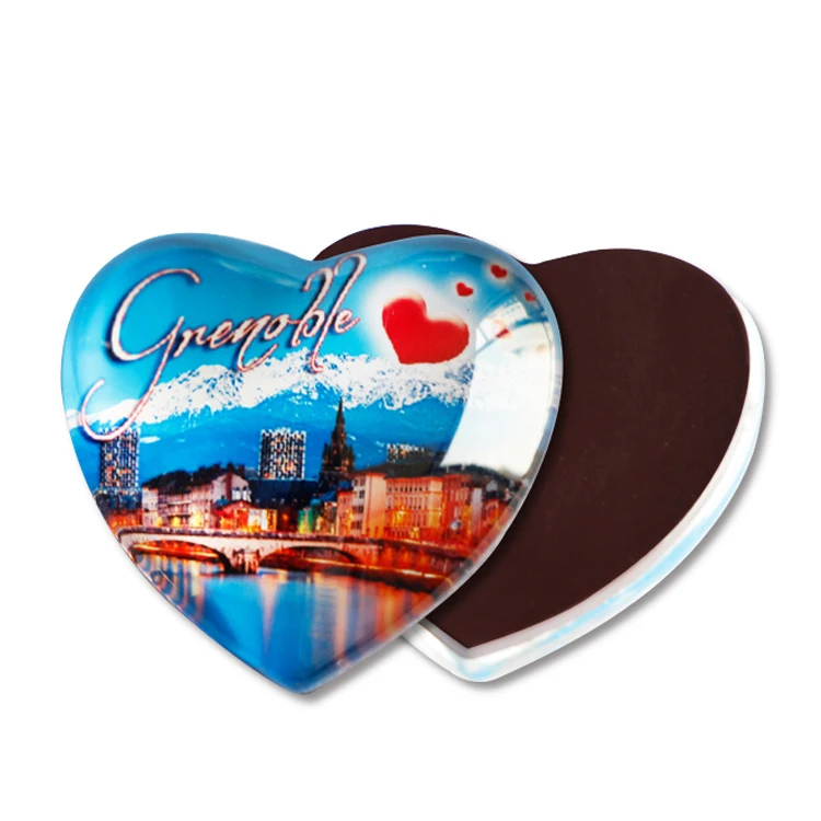 

Wholesale Fridge crystal Tourist 40*40mm Heart Shape Prague Refrigerator Spain Souvenir Barcelona Magnet, Cmyk