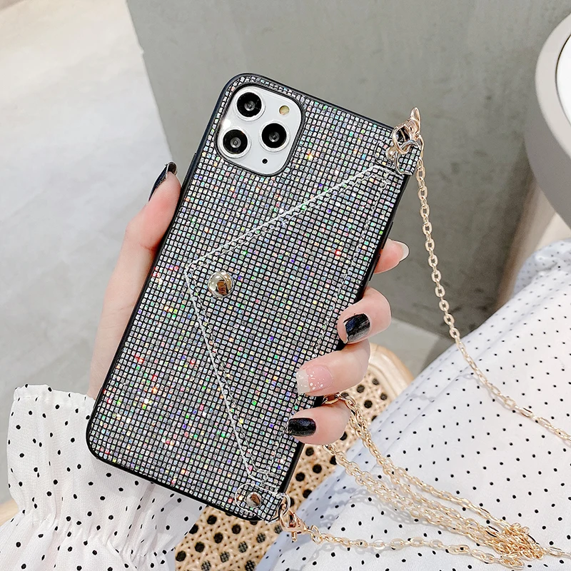 

Bling PU Leather Crossbody chain Mobile Phone Case for iPhone 12 Pro Max