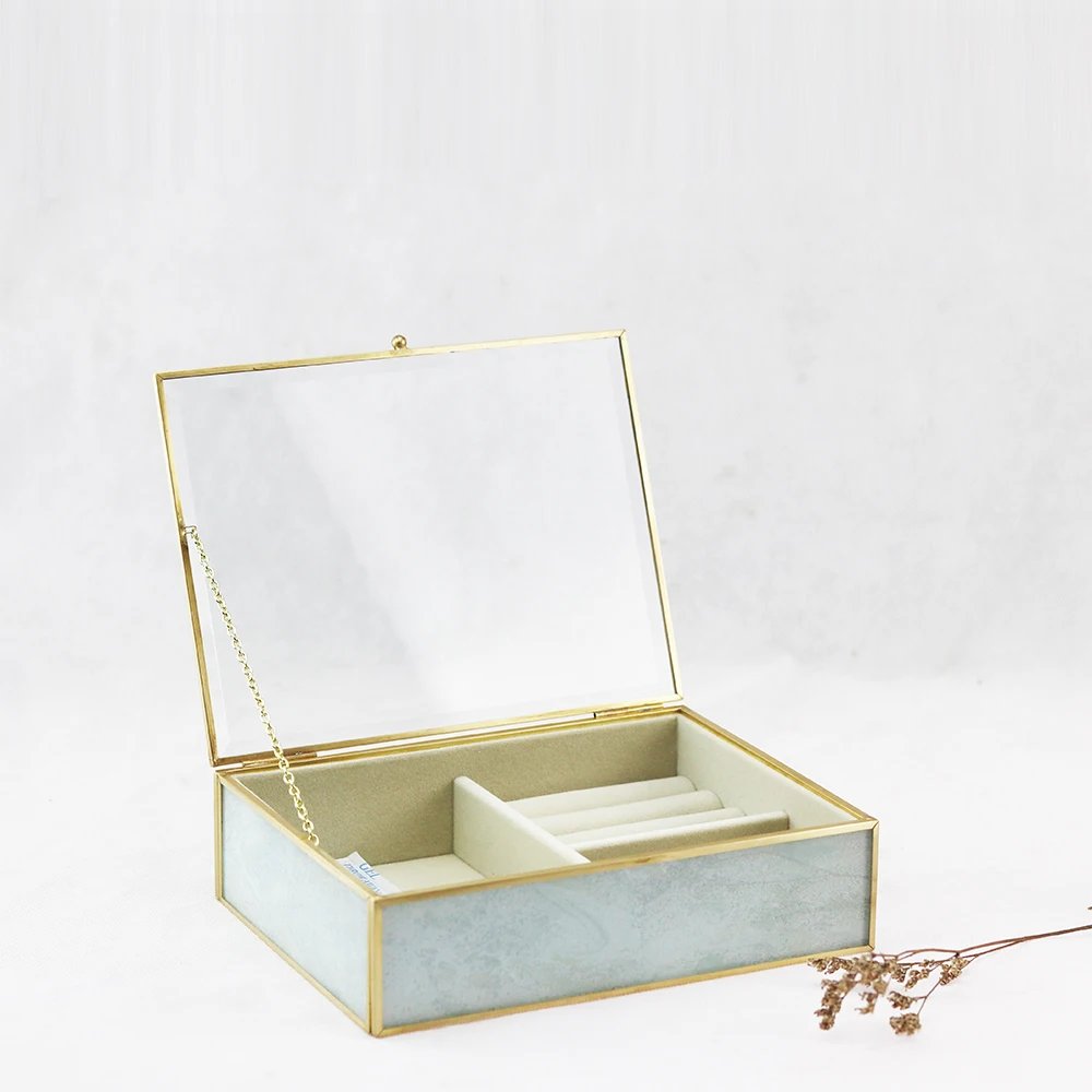 

Jewelry Storage Display Box With Glass Window Drawer