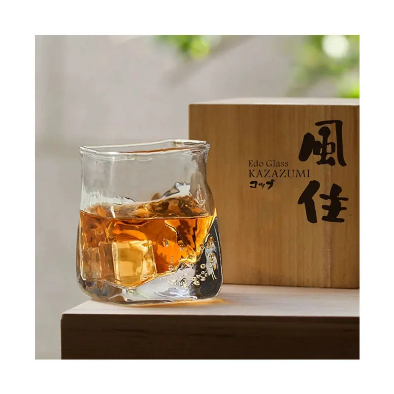 

EDO Designer Kazazumi Handmade Japanese Whisky Artwork Wine Cup Wind-holding Random Modeling Design Creative Whiskey Glass