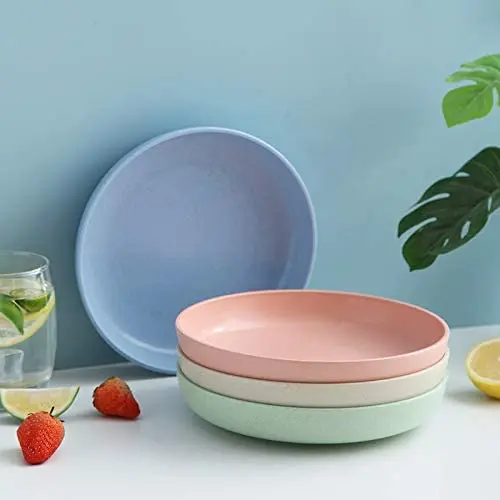 

Eco-Friendly Degradable Dishes Wheat Straw Plates, Reusable Plate Restaurant Plates For Picnic And Dishes, Pink,blue,green,beige