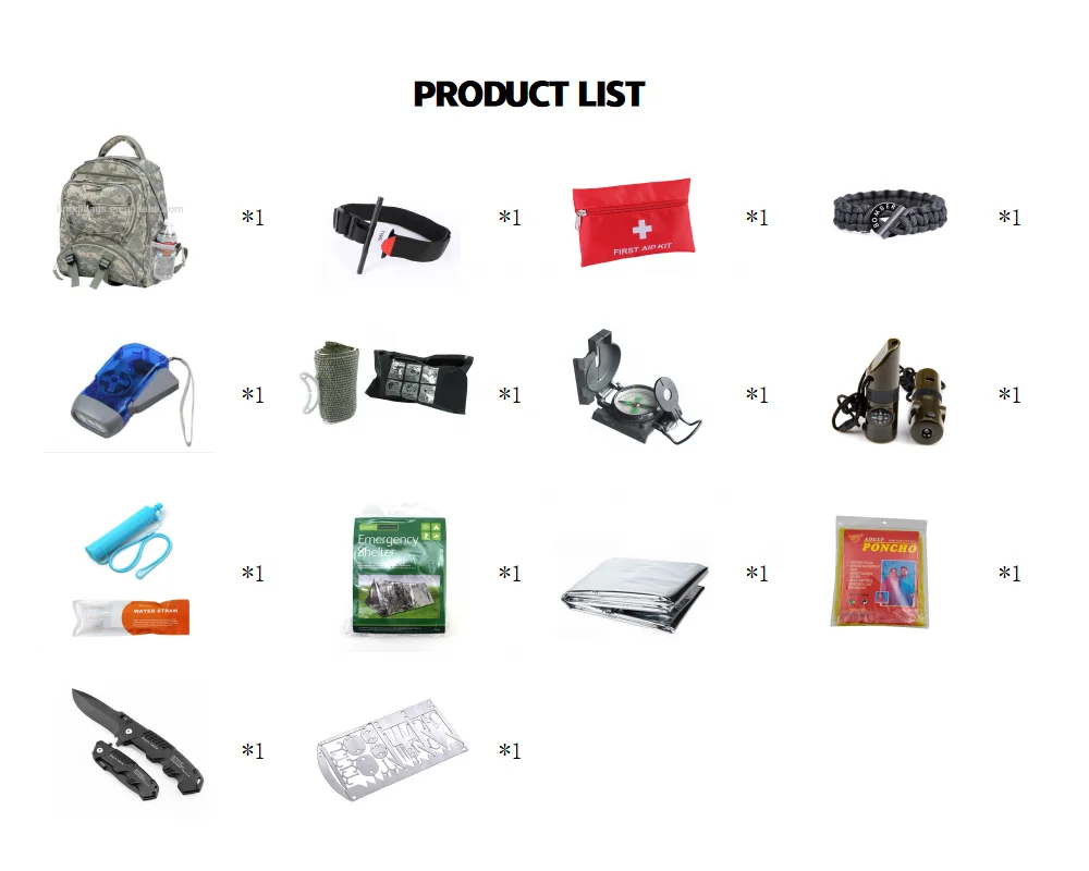 Wholesale Outdoor Rucksack Camping And Emergency Survival Backpack Kit