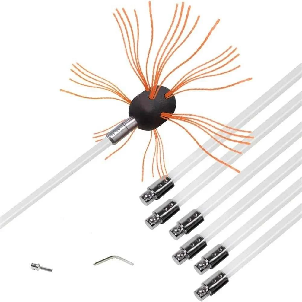 

Chimney Brush-Electrical Drill Drive Sweeping Cleaning Tool Kits With Reinforced Nylon Rods