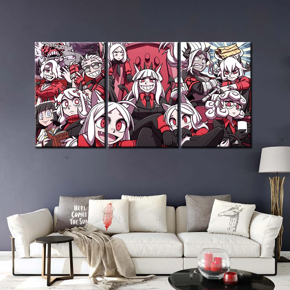 

Helltaker Game Painting Lucifer Cerberus Oil Painting Satan Canvas Artworks Wallpaper Home Decor Wall Cover Stickers Game Poster, Multiple colours