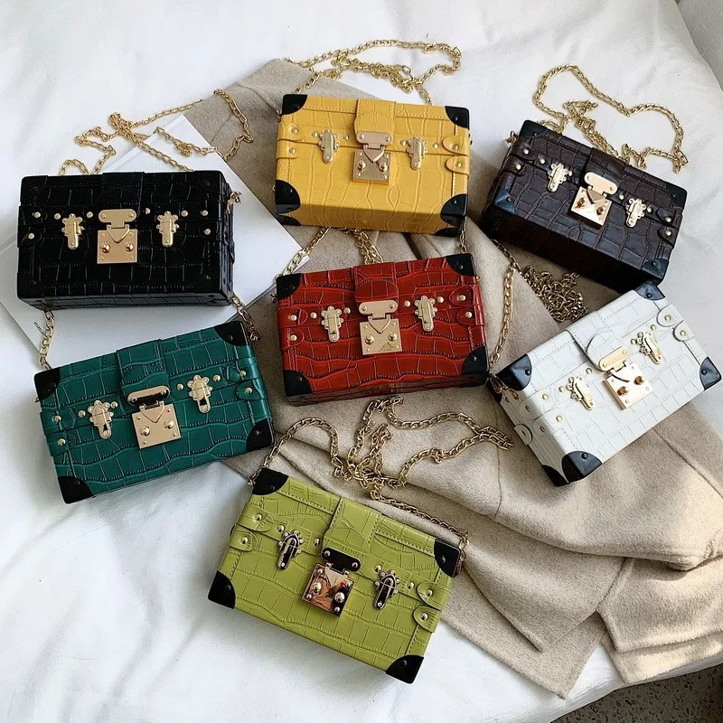 

2022 New Arrivals Women Purse Box Shape Bag Vintage Chain Shoulder Bags Women Handbags