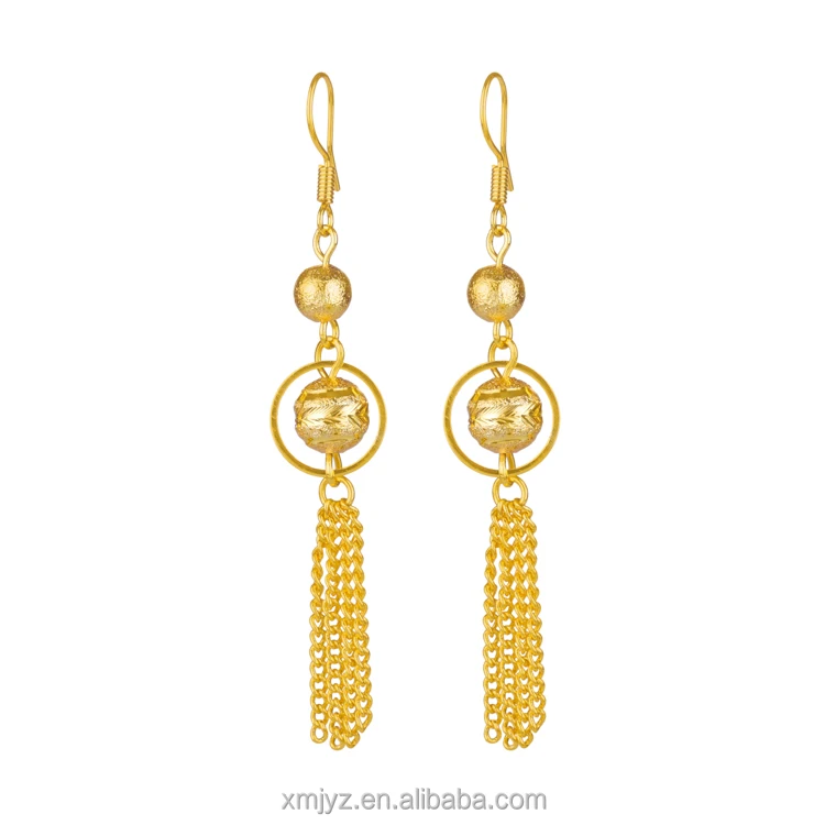 

Cross-Border Hot Style Wholesale Brass 18K Gold Plated Earrings Long Tassel Earrings Earrings Wedding Sand Gold Jewelry