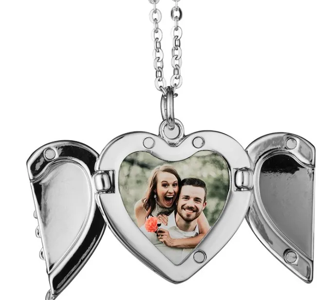 

Sublimation Necklace Blank Heart Sublimation Blanks Angel Wing Necklaces Custom Photo Printable Pendant