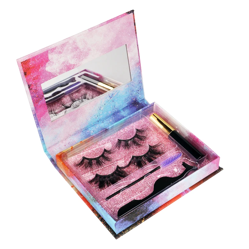 

Hot Selling eyelash vendor super fluffy 25 mm 3D mink magnet eyelash with gift box packging set