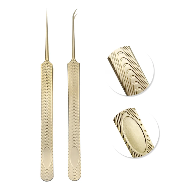 

Amazon hot selling stainless steel eyelash tweezers gold lash extension tweezers custom logo tweezers set eyelash, Customized color
