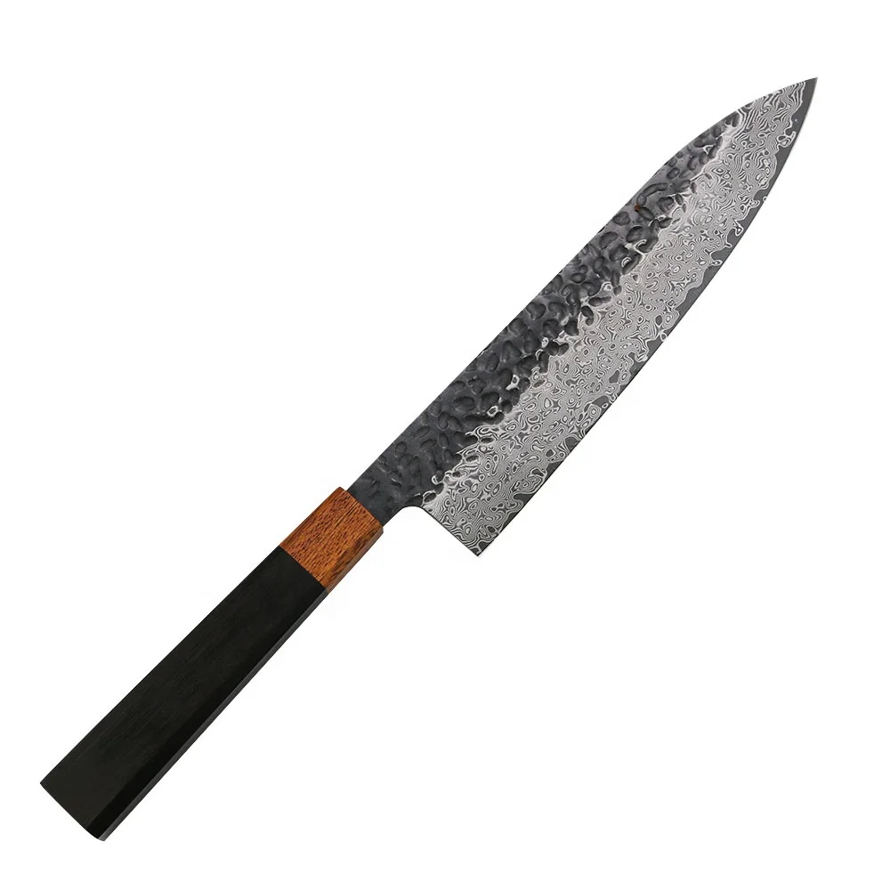 

Yangjiang Amber 2020 products vg10 forging 67layers damascus steel japanese tsuchime finish chef knife