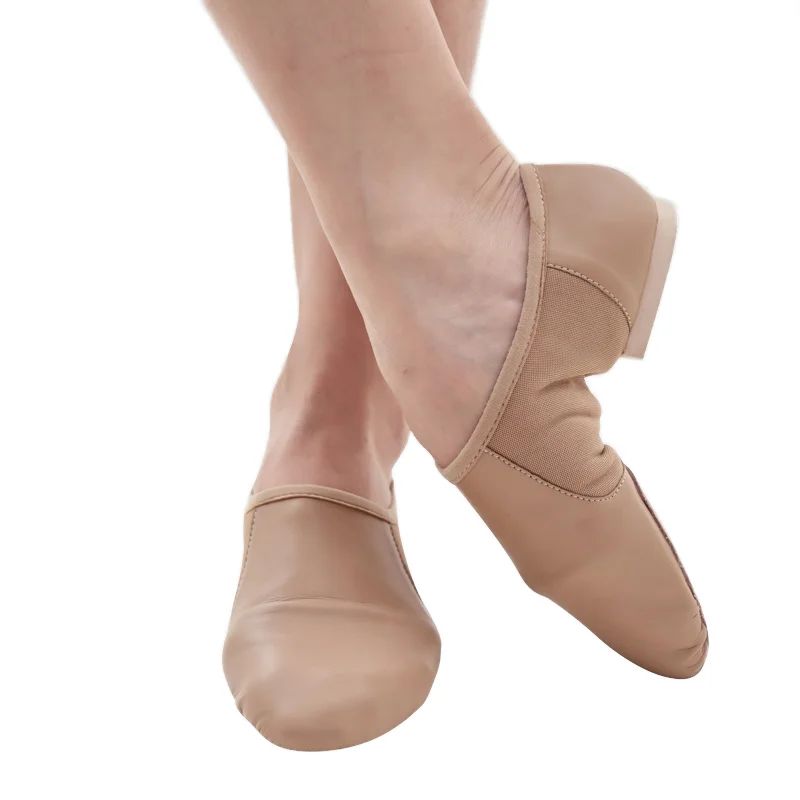 Wholesale Custom Adult Black Slip-On Jazz Dance Shoes for Girls and Boys Leather and Cotton Lined With PU and EVA Insoles