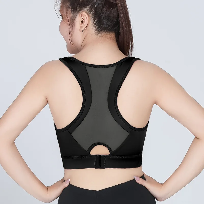 

Special Design Mesh Fabric Back Hollow Sports Bra For Big Breast Four Extra Large Sports Bra High Impact Padded, 6 colors