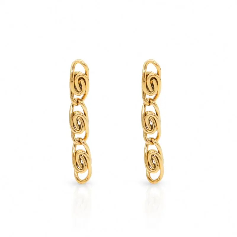 

Chris April in stock fashion jewellery 316L stainless steel PVD gold plated non tarnish cloud chunky chain earring