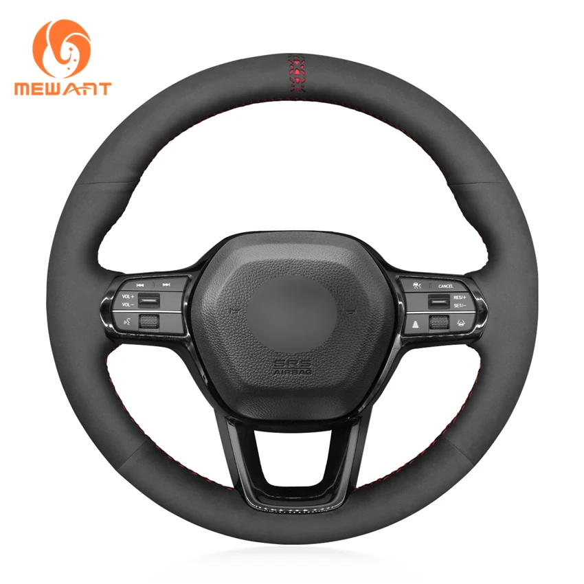 

MEWANT For Honda Civic 11 Gen Made In China Customised Steering Wheel Covers New Design Black Suede Anti-slip Factory Wholesale