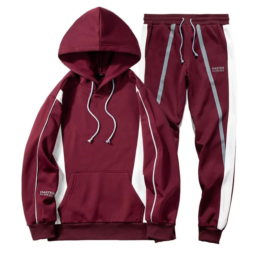 

Men polyester good quality fleece tracksuit with hood zipper tracksuits and hoodies
