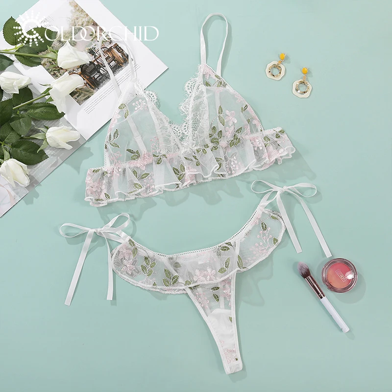 

Hot selling sexy women lingerie set sling lace flower lingerie