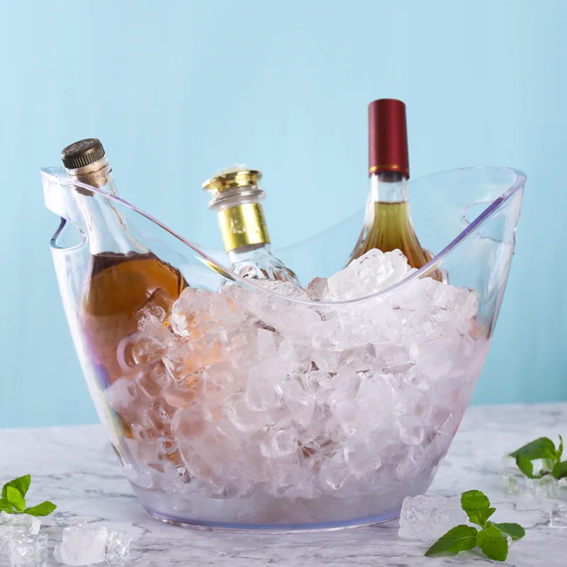 

DD634 Bar Tool 8L Acrylic Clear Pail Cooler Wine Champagne Tub Beer Cold Barrel Transparent Ingot Beer Ice Bucket, 5 colors