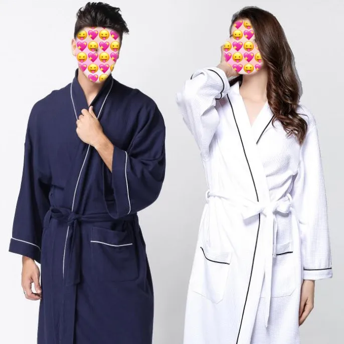 

Unisex Spring Summer Waffle Fabric Soft Cotton Lovers Nightgowns ZGJ-0602