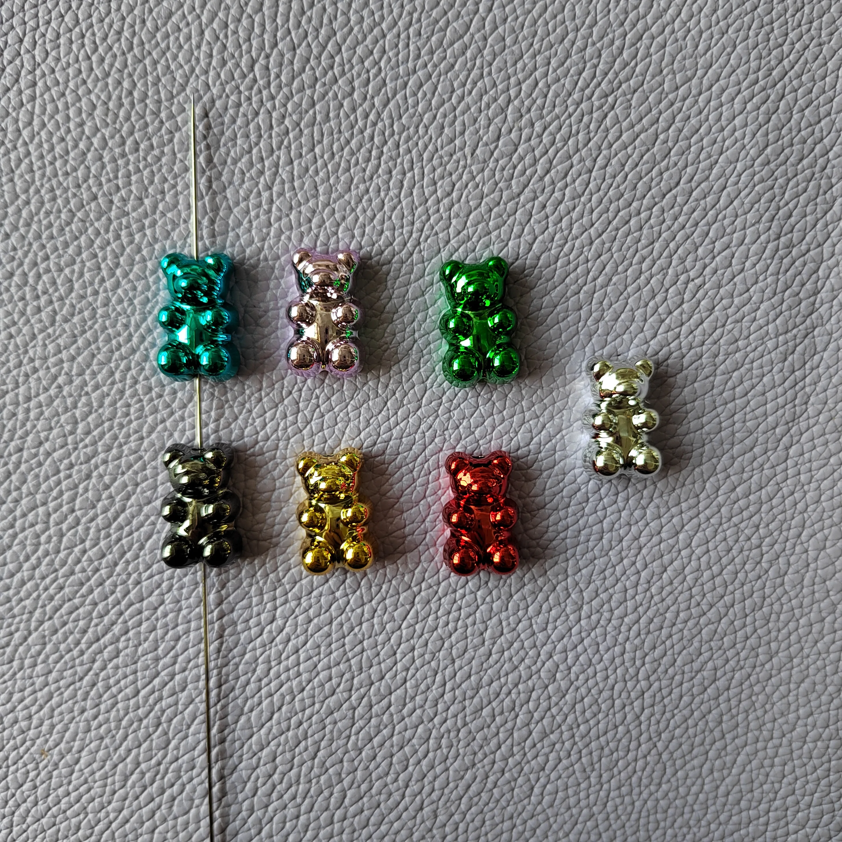 Metallic Colors Bear Acrylic Beads Cute Gummy Bear Bead for Jewelry Making DIY Pen Necklace Bracelet Earrings Gift Accessories