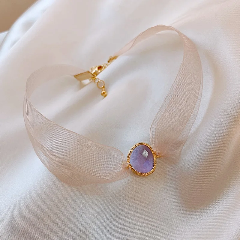 

Students Fashion Crystal Voile Pendants Party Jewelry New Elegant Baroque Style Lace Short Choker Necklace For Women, Gold,silver