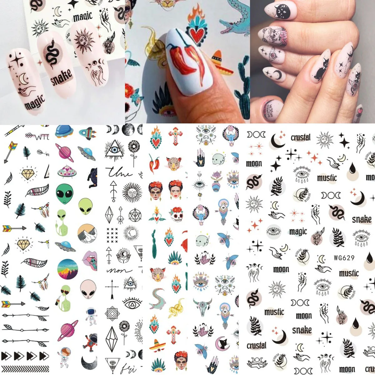 

Wholesale New Designs Indian Elements 3D Nail Art Sticker Nail Decals Manicure Nail Art Decoration, As shown