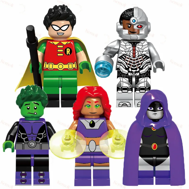 

Super Heroes Mini Action Figure KF6049 Robin Cyborg Raven Building Block Figure Plastic Toy Mini Bricks Children Gift Juguete