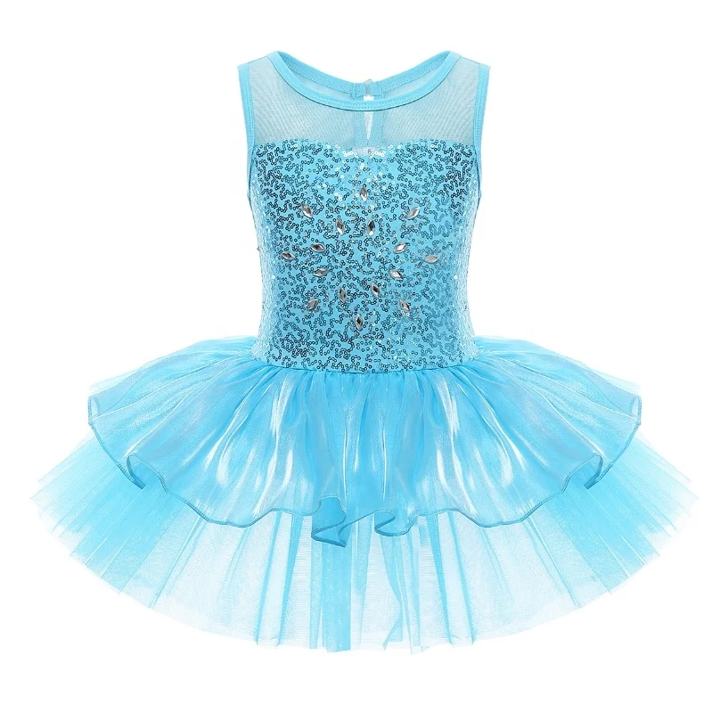 

Girls Kids Sequined Ballet Dance Dress Tutu Skirt Gymnastic Leotard Ballerina Dancewear Tiered Princess Fairy Costume