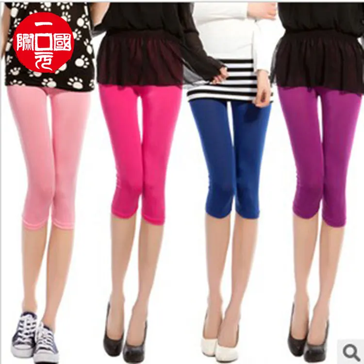 

Summer candy color seven-point ice silk leggings stretch thin leggings