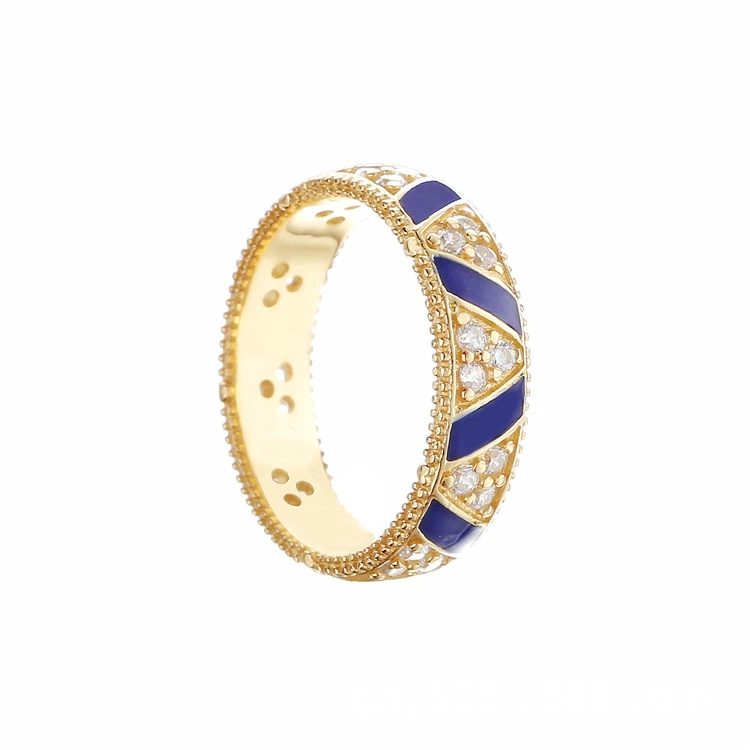 

Hot sale custom exotic stones stripes gold band ring