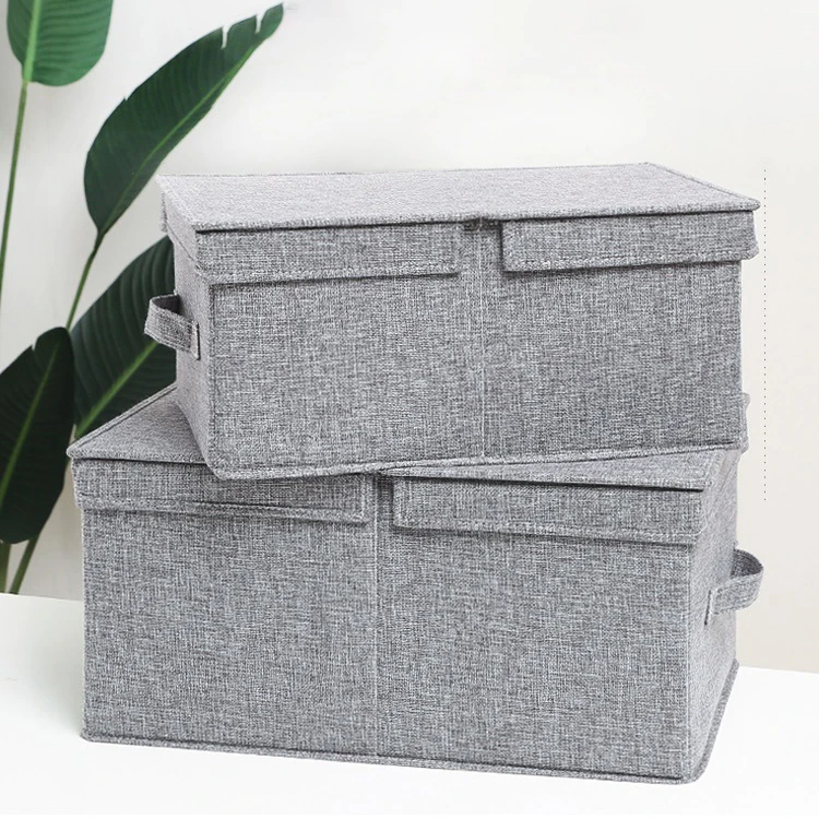 

Washable Multi-size Household Office Sundries Drawer Cabinet Organizer Oxford Foldable Storage Box with Double Open Lid, Gray/apricot