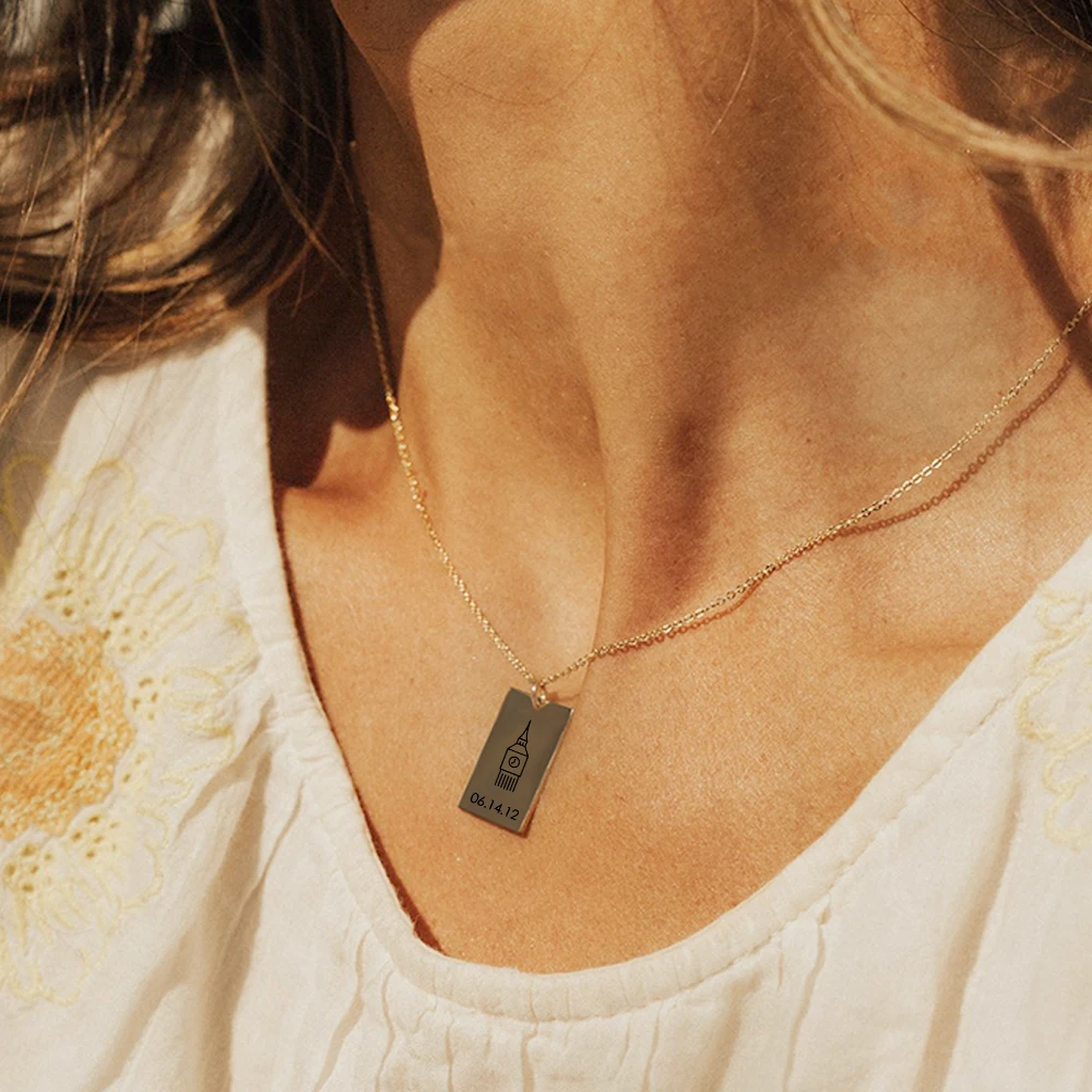 

rectangle bar pendants stainless steel rectangle chain pendant necklace stainless steel, 14k gold / silver / rose gold