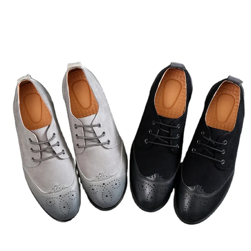 

Autumn breathable black engraved increased business men's casual leather shoes