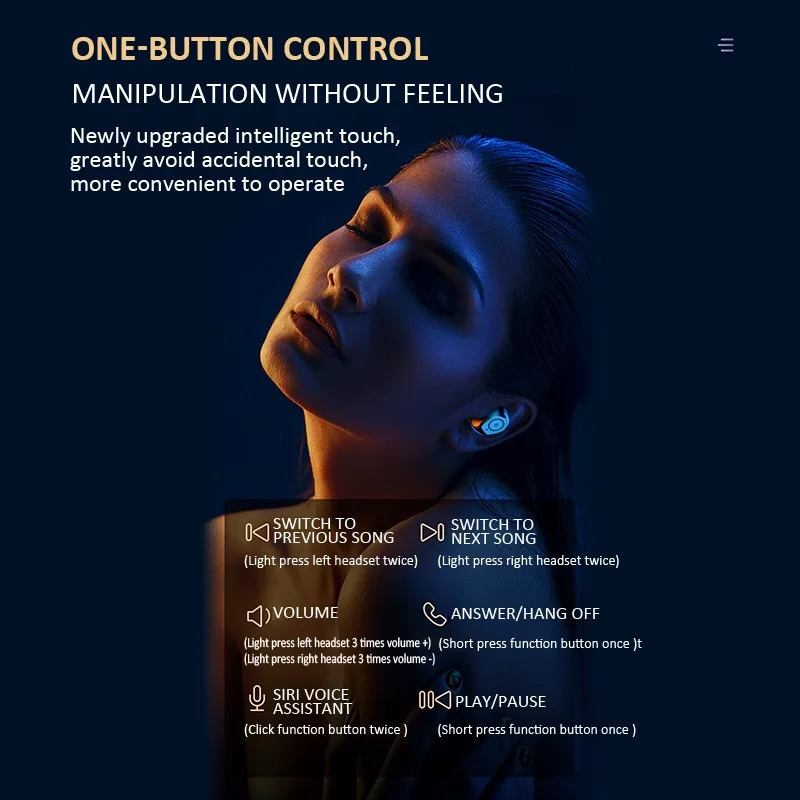 IPX7 Waterproof Wireless Blue tooth 5.0 Touch Screen Earphone with Large Capacity Charging Case LED Display Sport Headphones - ANKUX.COM