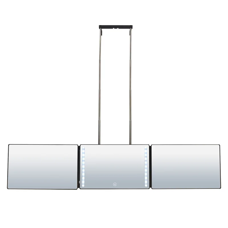 

Missmeeca Self Hair Cut 360 Mirror 3 Way Vanity Mirror with Lights Hang on Door Self Mirror Rechargeable, Black