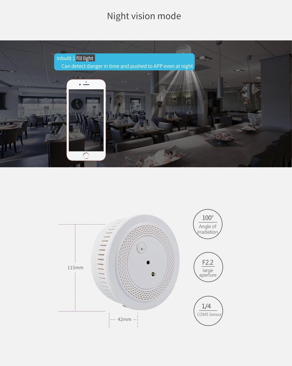 wifi wireless zigbee photo cam smoke fire hotel cigarette portable smoke detector alarm system with build-in battery - ANKUX.COM
