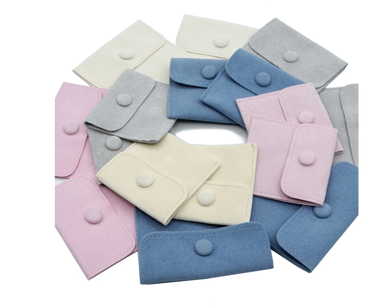 

2021 luxury snap button jewellery pouches suede jewelry pouch jewelry envelope pouch, Stock 5 colors