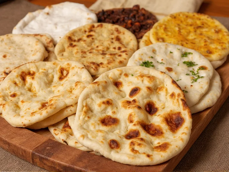 Assortment of flavored homemade naan varieties