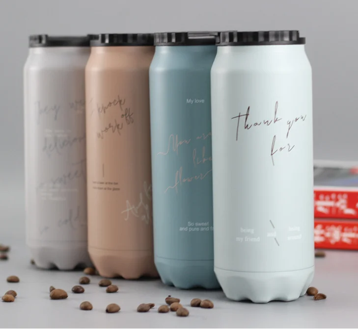 

Popular logo stainless steel creative cartoon color vacuum cup Coke straw vacuum cup