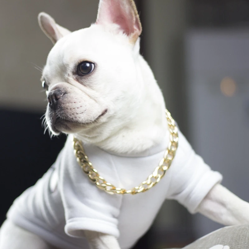

Hot Sale Summer Pet Accessories Wholesale Cool Gold Cuban Dog Chain Fashion Metal Dog Collar