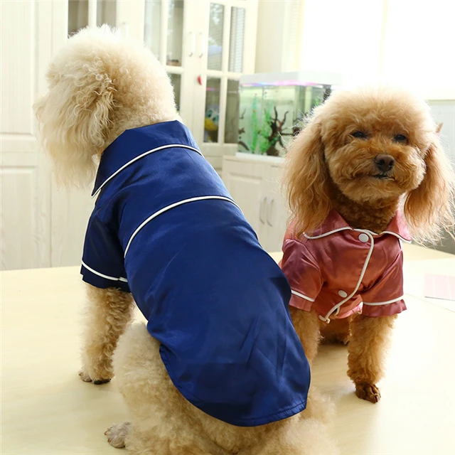 

Luxury Silk Pet Furnishing Clothes Bichon Hiromi Comfortable Pajamas Pet Cloth, As show