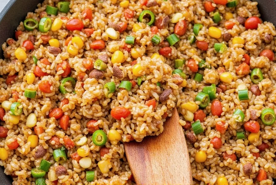 Family enjoying jambalaya together