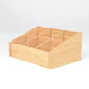 Custom Clear Acrylic Wood Tea Caddy Bag Display Box Wooden Coffee Capsule Condiment Storage Holder With 6 Sections