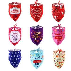 Image of Custom dog holiday birthday scarf bandana for birthday wedding Halloween Christmas