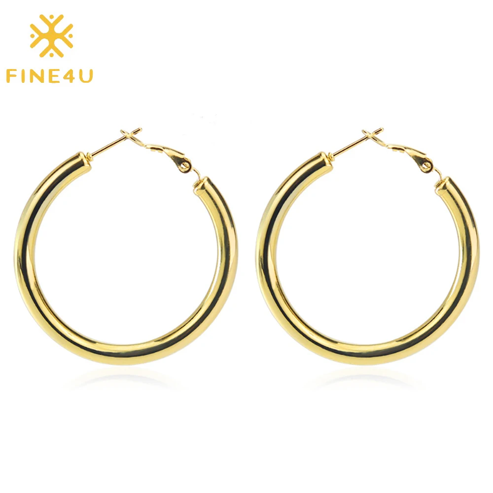 

2020 new personality hollow stainless steel circle thick thin hoop earrings, Steel/gold/rose gold