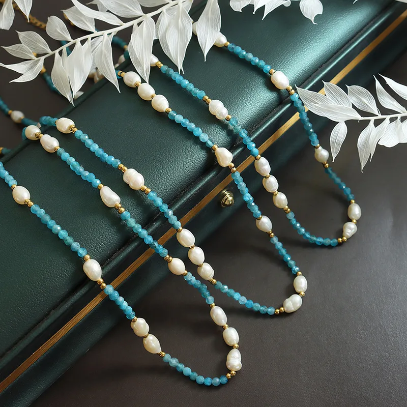 

Bohemian Style Retro Court Non-Fading Blues Natural Freshwater Pearl Necklace Cross-Border Wholesale Ornament Women