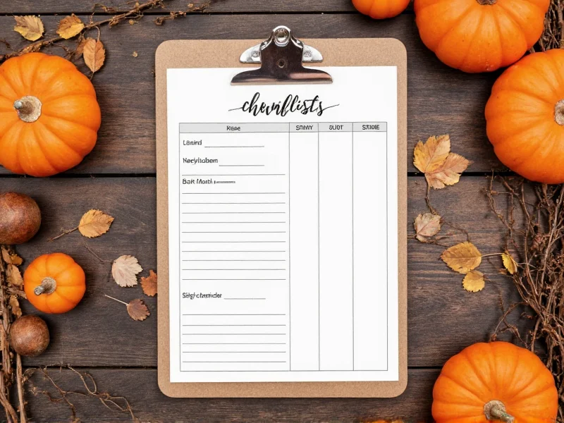 DIY halloween decor timeline checklist on clipboard
