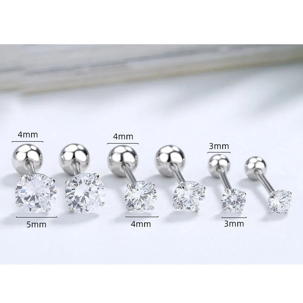 

2021 Hot Sale High Quality Jewelry Cubic Zirconia Stainless Steel Hypoallergenic CZ Stud Earrings Personality Ear Stud for Women, Golden sliver